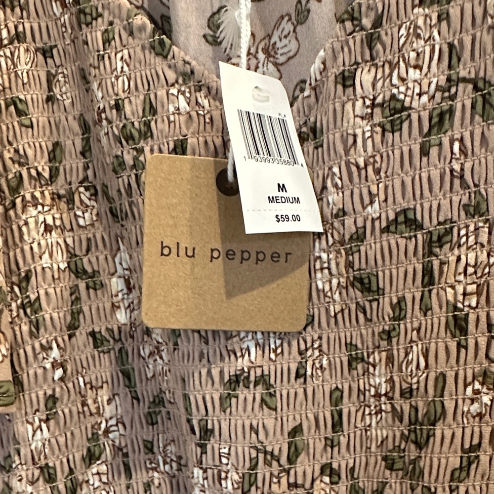 NWT Blu Pepper Floral Beige Maxi Dress - Picture 3 of 8